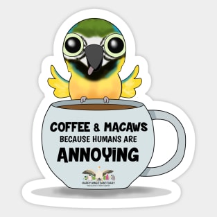 Coffee & Blue and Gold Macaws - 2 Sticker